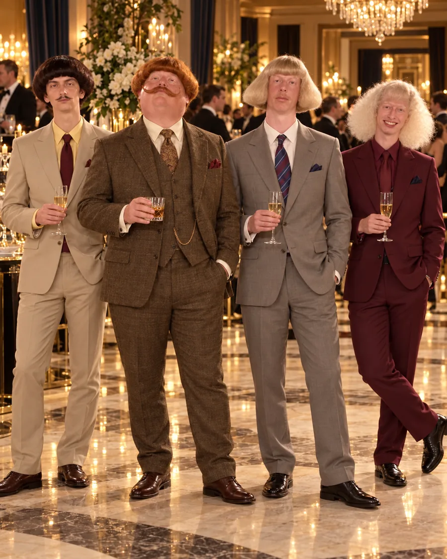 Edmond and three well-dressed associates at a gala